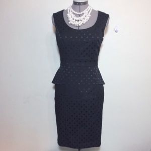WHBM Black Polka Dot Peplum Sheath Pencil Dress 2
